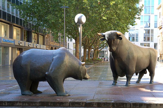 Bear bull statues