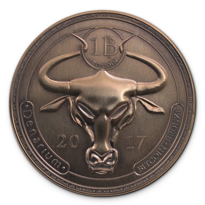 Denarium bitcoin bull bronze coin
