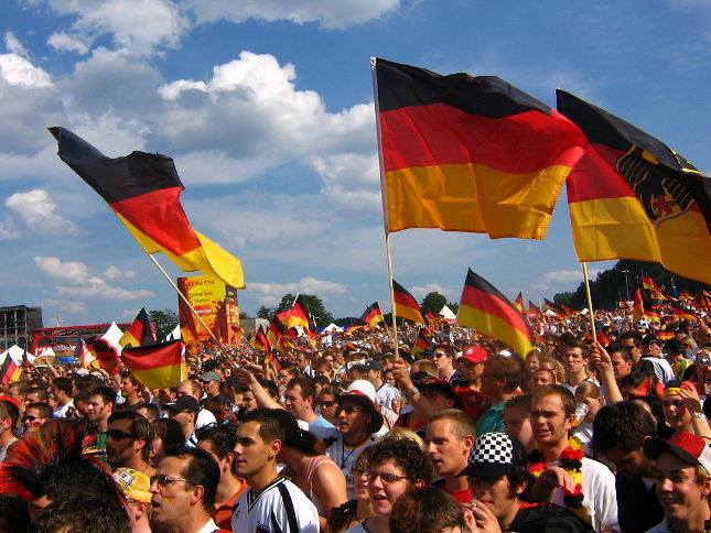 German flags crowd